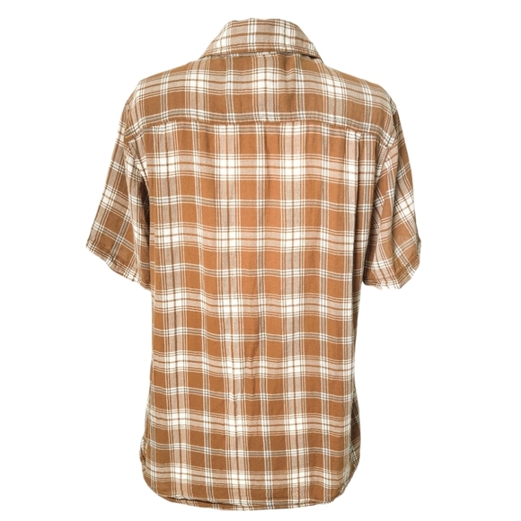 The North Face Men's Tan Brown Plaid Button-Down Short-Sleeve Shirt - Picture 2 of 6